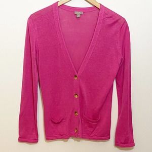J. Jill Hot Pink Button-Front Cardigan